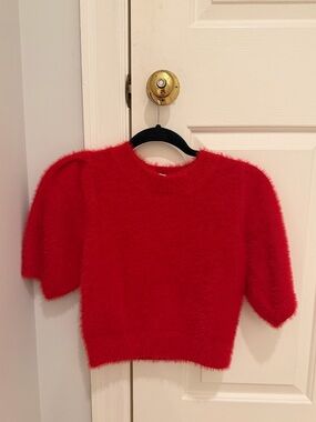 Day + Moon Fuzzy Red Knit Sweater